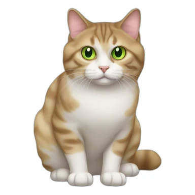 Green eyed fat American bobtail cat  sticker