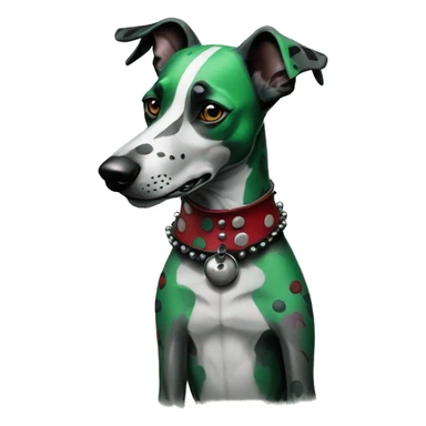 Punk dog spiked collar tattoos Green gray black red punk dog Harley Quinn as a dog mime clown harlequin facepaint tattoos punk lurcher surrealism  sticker