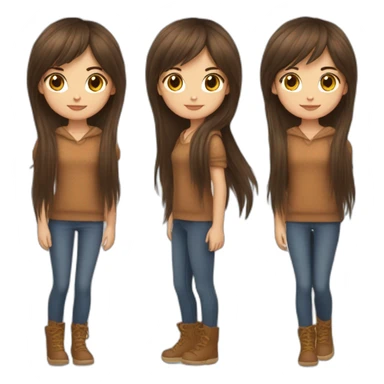 Brunette long hair and fringe girl with a brown tigger cat sticker