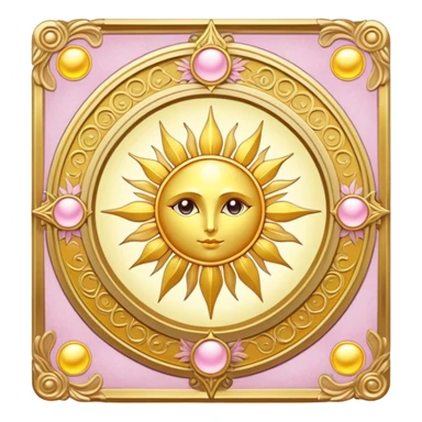 magical tarot-like card inspired by the Clow Cards from Cardcaptor Sakura. The card has ornate golden borders, a sun or moon symbol at the top, and a mysterious illustration in the center. The background is a soft, enchanted pastel tone. sticker