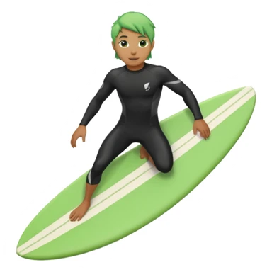 green haired black surfer with surfboard  sticker