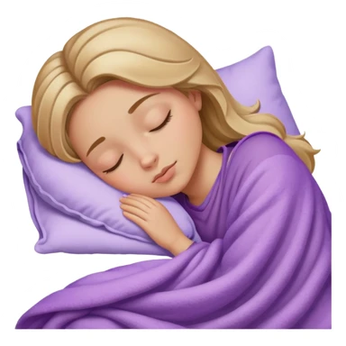 dark blonde girl sleeping on side with lilac blanket sticker