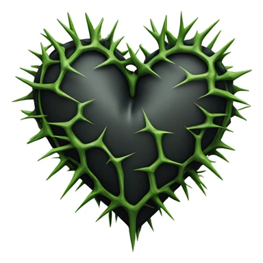 Black heart with green thorns around it sticker
