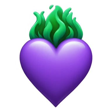 Purple heart with green flame sticker