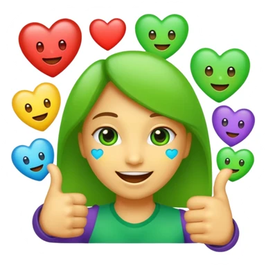 emojis for an alternative Microsoft teams. bright green with a techie vibe. Face expressions, thumbs up, and hearts. Hearts should me the only ones with multiple colours sticker