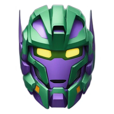 purple and green gundam mecha face sticker