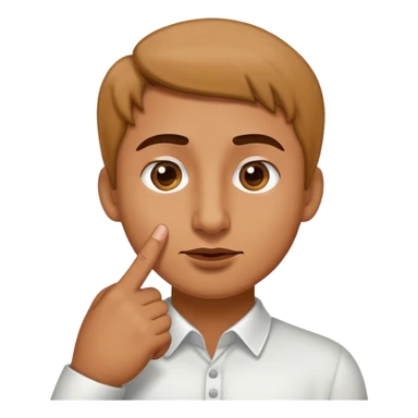 Person with finger on nose sticker