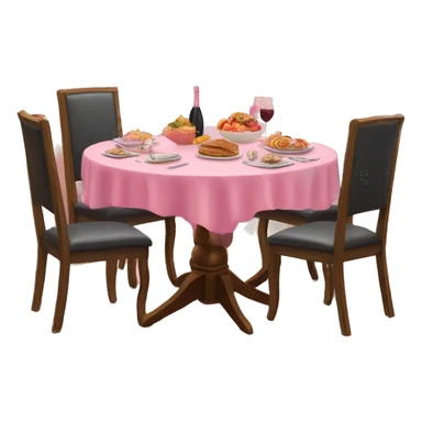 Pink decorated dinning room table with food sticker