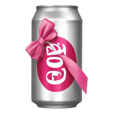 Diet Coke can with pink bow on top, no face, just the Diet Coke logo  sticker