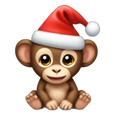 baby monkey with a christmas hat sticker