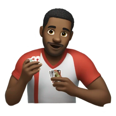 A man gambling and petting his cat eating wings sticker