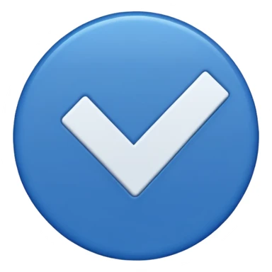 A blue circle with a white checkmark inside (dark blue checkmark) sticker