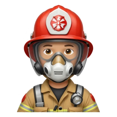 Firefighter with respiratory protection white helmet sticker