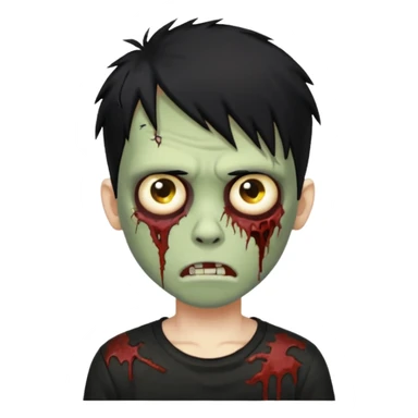 boy zombie with black hair emo black tshirt sticker