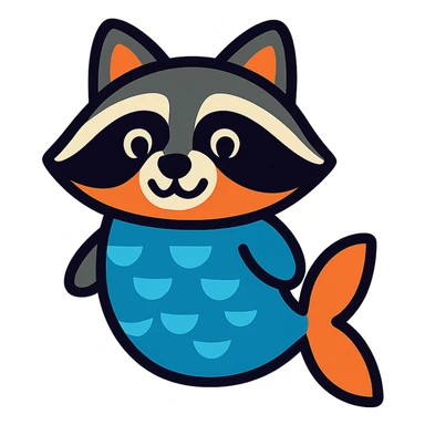 cute raccoon with fish-like body sticker