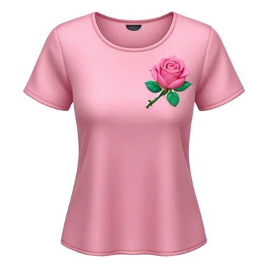 A 3D cartoon rose-pink women’s top with short sleeves, soft fabric texture, gentle lighting, isolated on plain background. Complete plain, no textures. sticker