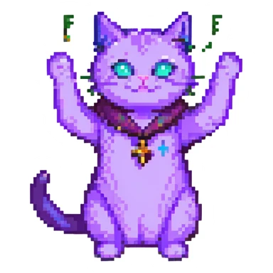 purple cat casting a spell sticker