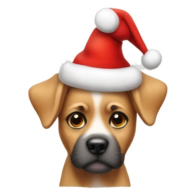 Cute dog wearing christmas hat sticker