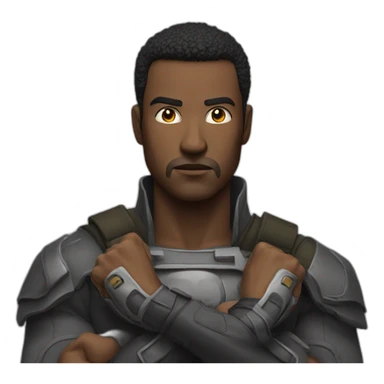 Man with his armes in a x in front of his chest with his fists closed with his face looking focused sticker
