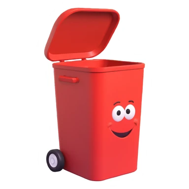Draw a Pixar-style trash can. The view angle should be 70 degrees. Do not use the face, eye, and mouth. sticker