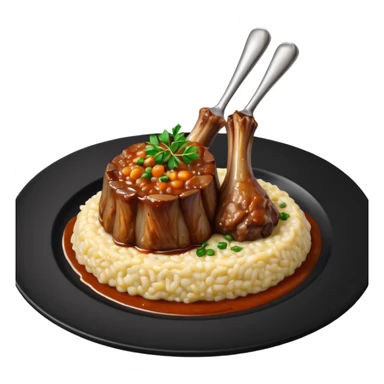 Lamb Shanks with Risotto Nero on a black plate sticker