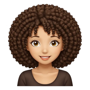 Naturally tan skin girl short darkBrown curly afro hrown eyes gyaru smiling closed mouth cute sticker
