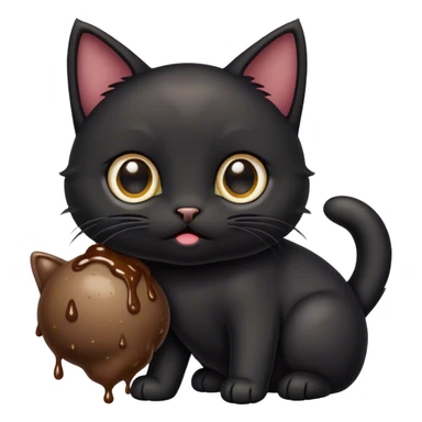 Black kitten with poop sticker