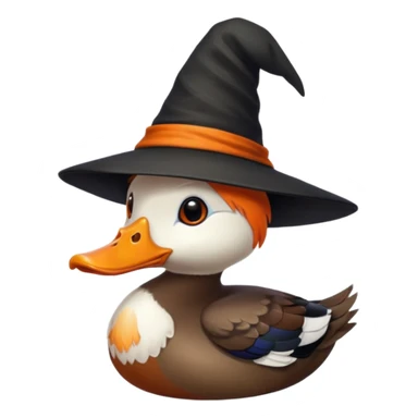 A duck wearing a witches hat  sticker