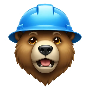 A bear head with a hardhat sticker