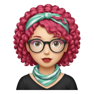 girl with curly  peppermint hair and bandana and glassess sticker