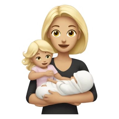 blonde woman holding three babies sticker
