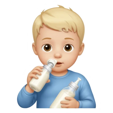 Baby boy and bottle milk sticker