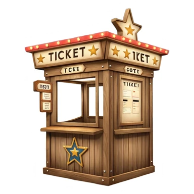 A ticket booth with retro lights and star-shaped sign. sticker