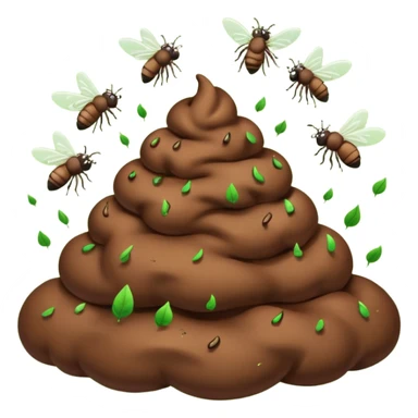 poop with flies around it, green stink cloud around sticker