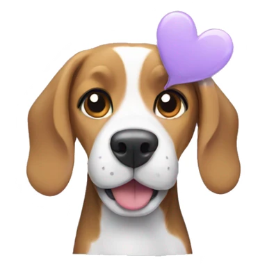 Beagle dog with a lilac heart sticker