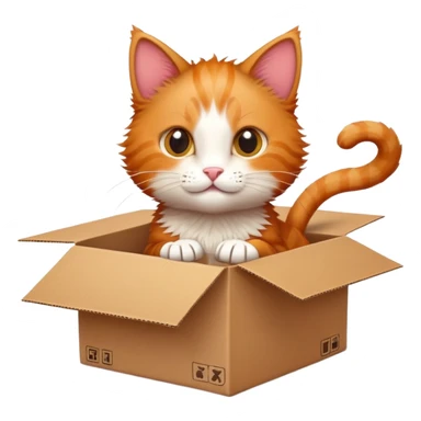 A little cat poked its paws out of the cardboard box and placed them on top of it sticker