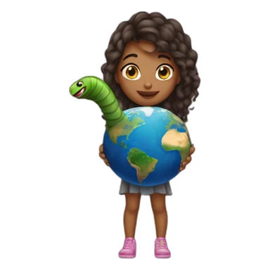 girl in love with earth worm sticker