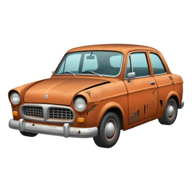 a rusty crappy demolished car sticker