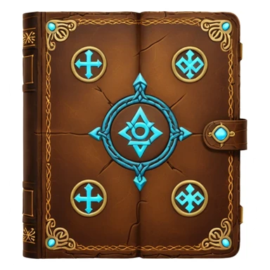 Spell Book – Old leather book glowing with runes sticker