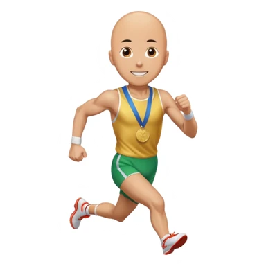 one punch man picking running a marathon with gold medal sticker