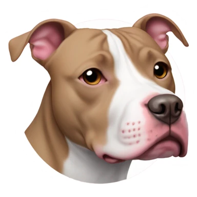 pitbull mix white with brown eye on right with a little on ear like oval and on left a little circle round on the edge of her ear with the words  chata in pink sticker
