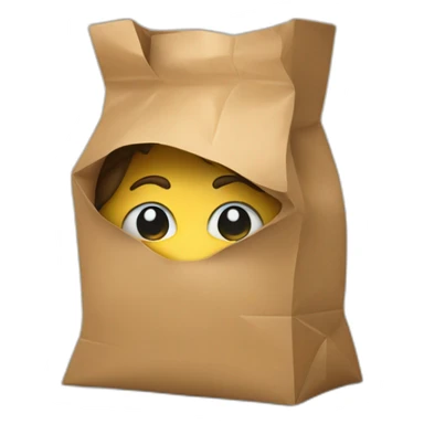a person hiding their head in a paper bag sticker