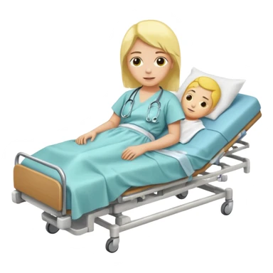 pessoa com a pele amarela deitada em uma maca de hospital sticker