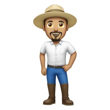 Filipino man with a goatee and a blue hat and white shirt sliding sticker