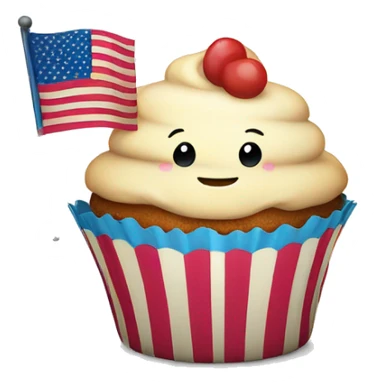 Happy cupcake with an American flag sticker