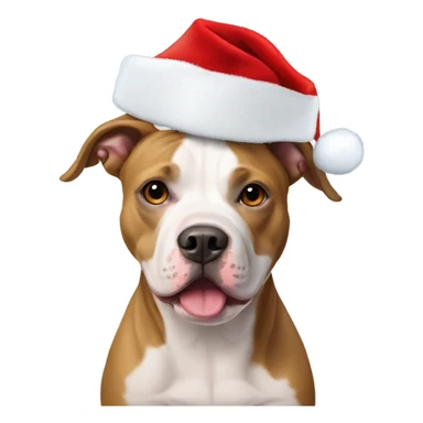 American staffordshire terrier with santa hat  sticker