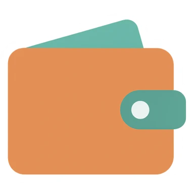 wallet icon, color accent, contemporary icon style sticker