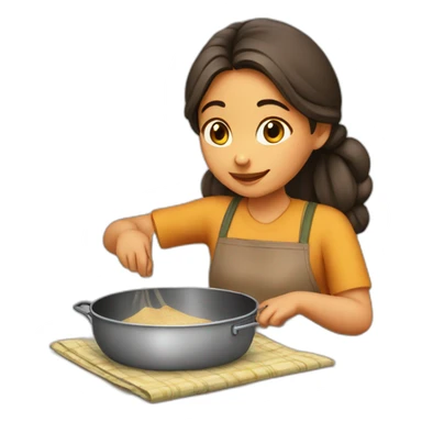 girl cooking chapathi sticker