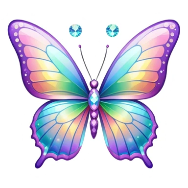 Pastel sparkly glittery iridescent rainbow crystal butterfly sticker