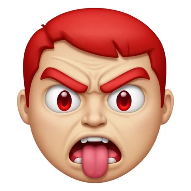 Red angry face emoji with tongue out in annoyance sticker